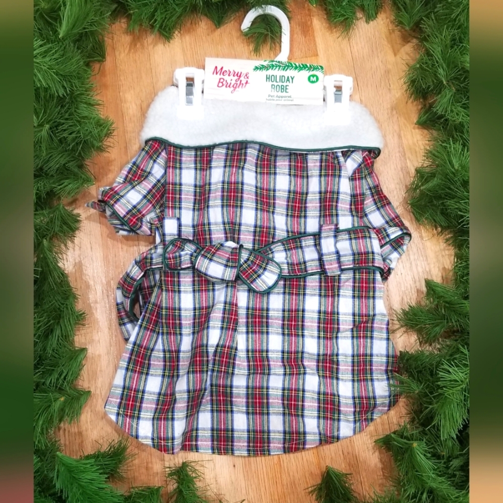 Medium- plaid dog robe